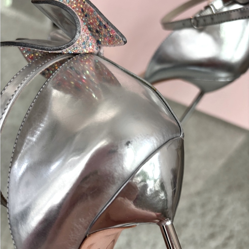 Sophia Webster Maya Silver Bow-Accent Ankle Strap Sandals - Silver - Picture 12 of 14